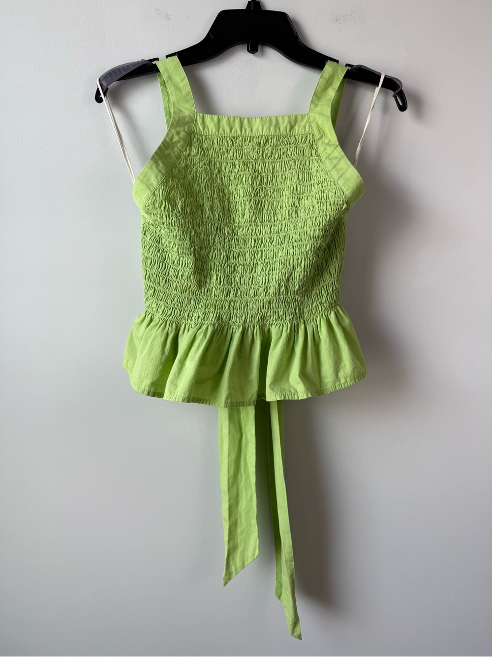 Free People Tie Back Smocked Tank Top Green XS - Picture 1 of 6
